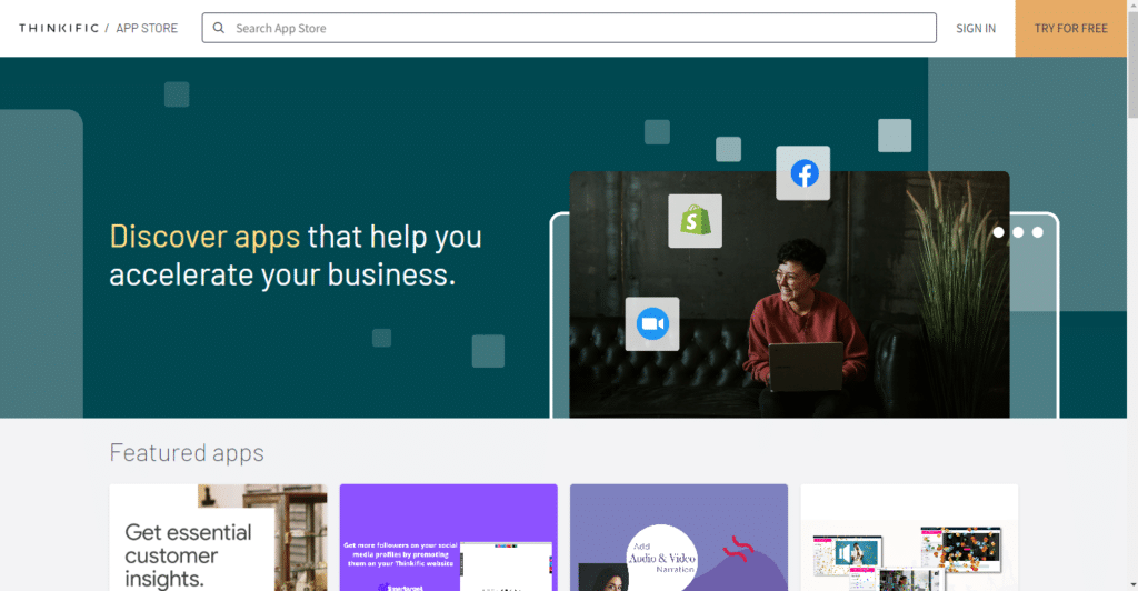 Thinkific app store.